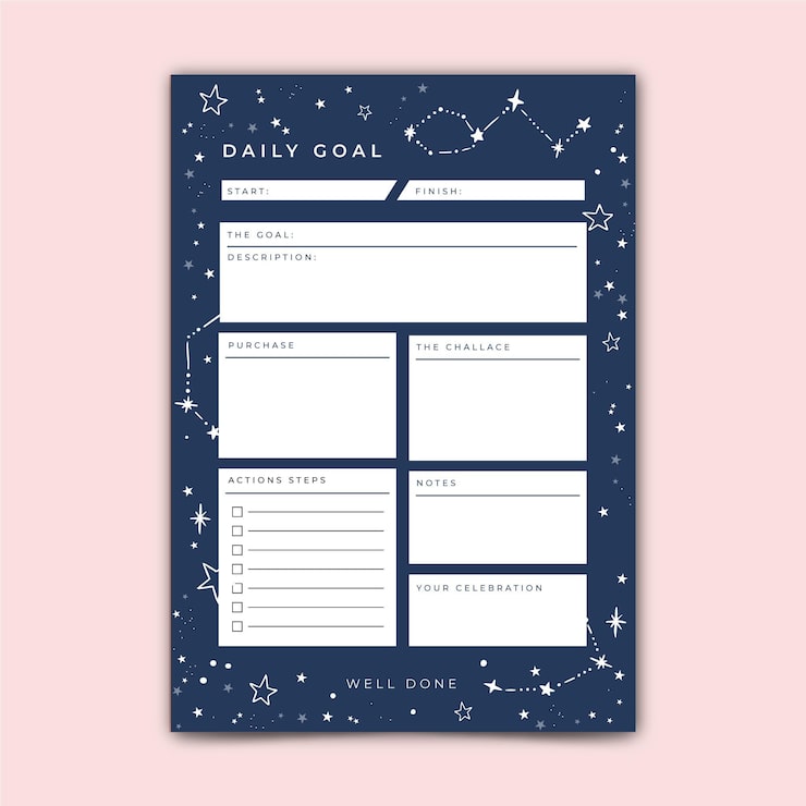 Free Vector daily goals template with stars