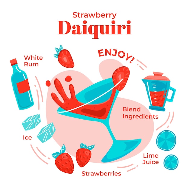 Free Vector daiquiri cocktail recipe