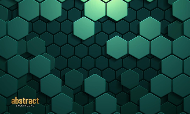 Free Vector dark green horizontal hexagonal technology abstract vector background