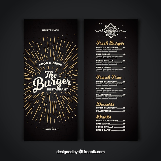 Free Vector dark restaurant menu