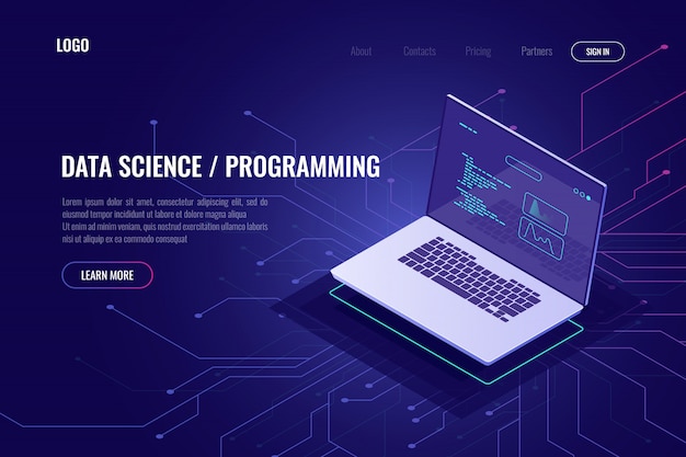 Free Vector data science and programming 