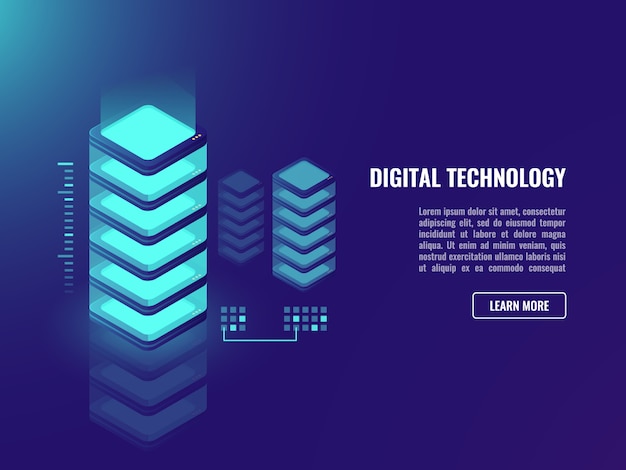 Free Vector datacenter concept, networking, website and web application development