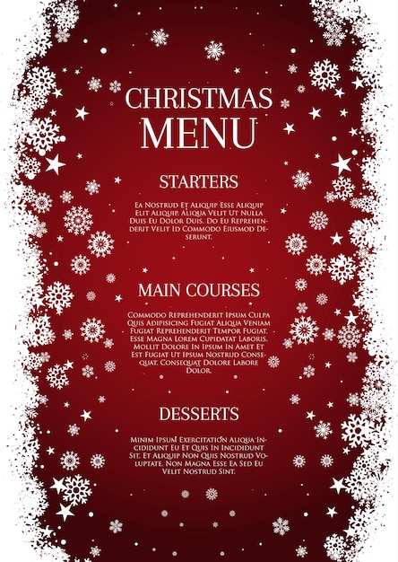 Free Vector decorative christmas menu with snowflake border design