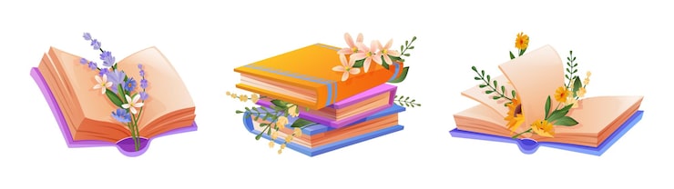 Free Vector decorative flower book illustrations