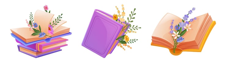 Free Vector decorative flower book illustrations
