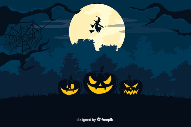 Free Vector decorative halloween background flat style