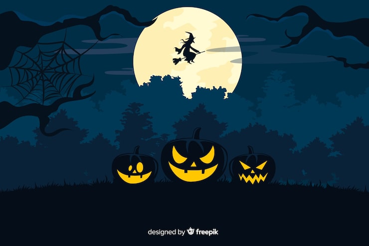 Free Vector decorative halloween background flat style