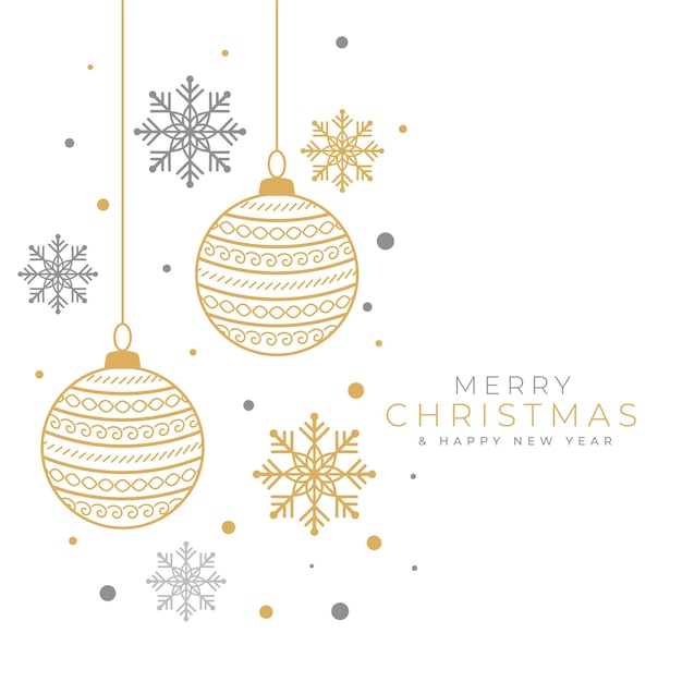 Free Vector decorative merry christmas background with bauble and snowflake