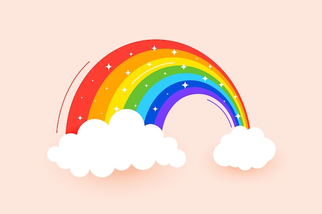 Free Vector decorative rainbow and cloudy background in papercut style