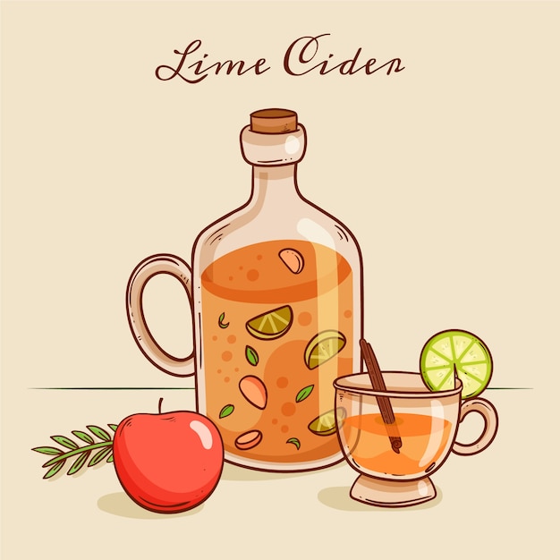 Free Vector delicious cider drink illustration