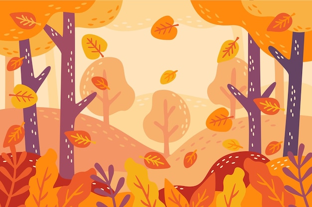 Free Vector delicious golden leaves hand drawn autumn background