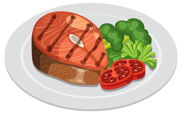 Free Vector delicious salmon meal with vegetables