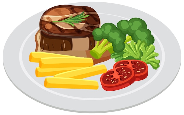 Free Vector delicious steak dinner with vegetables
