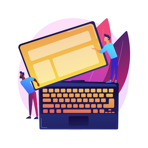 Free Vector detachable device technology abstract concept  illustration. removable laptop screen, detachable computer keyboard, modular electronics device, demountable technology .