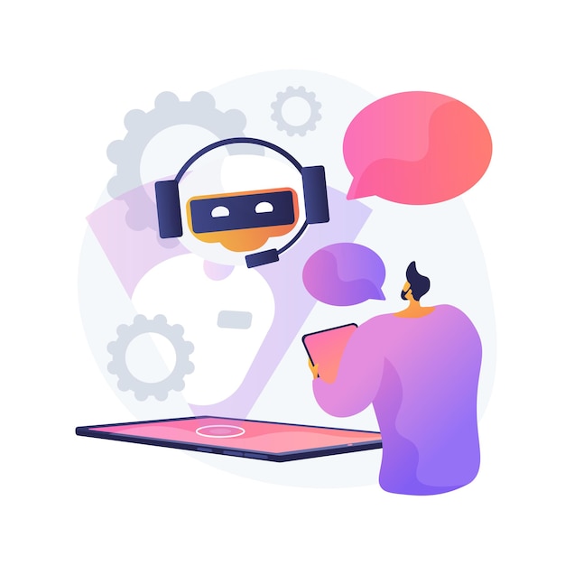 Free Vector dialog with chatbot. artificial intelligence reply to question. tech support, instant messaging, hotline operator. ai assistant. client bot consultant. vector isolated concept metaphor illustration.