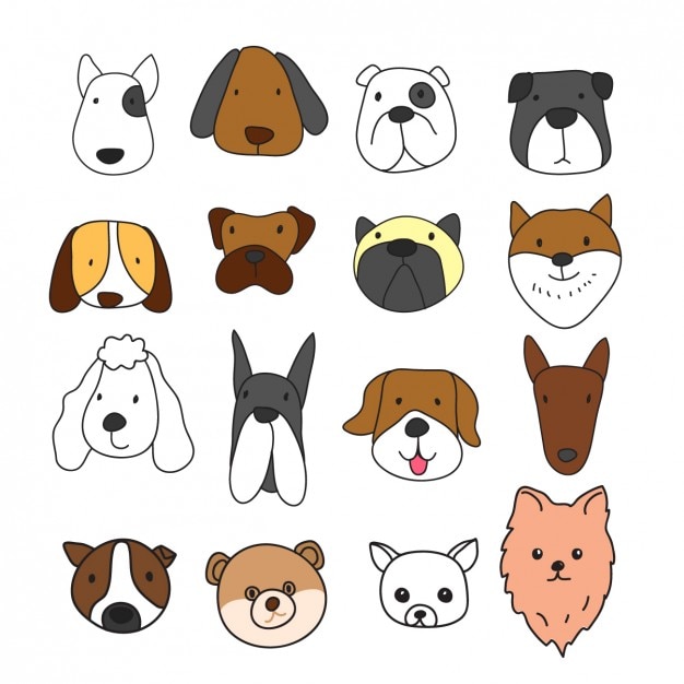 Free Vector different dog faces collection