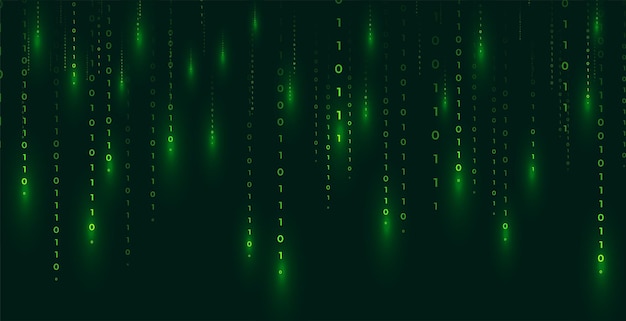 Free Vector digital binary code matrix banner with falling numbers design