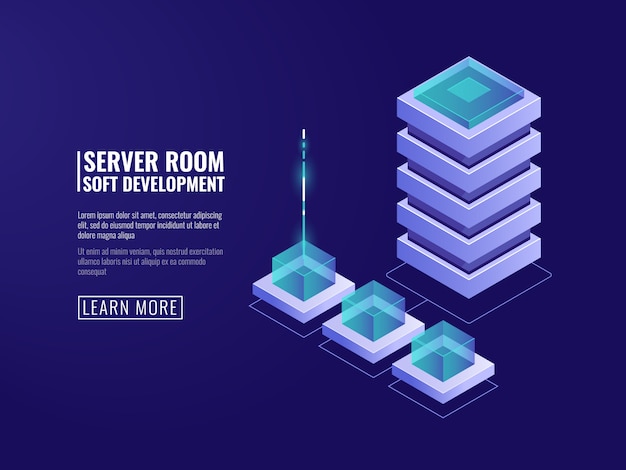 Free Vector digital technology, data server, cloud storage, encryption and security, database icon