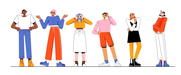 Free Vector diverse confused people doubt think