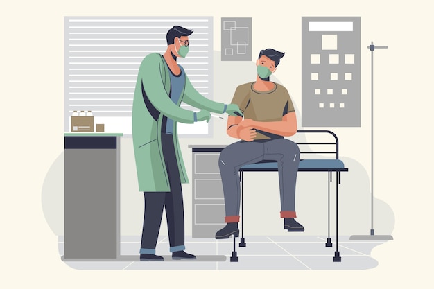 Free Vector doctor injecting vaccine to a patient