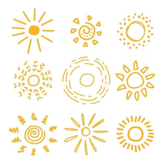 Free Vector doodle hand drawn sun drawing illustrations