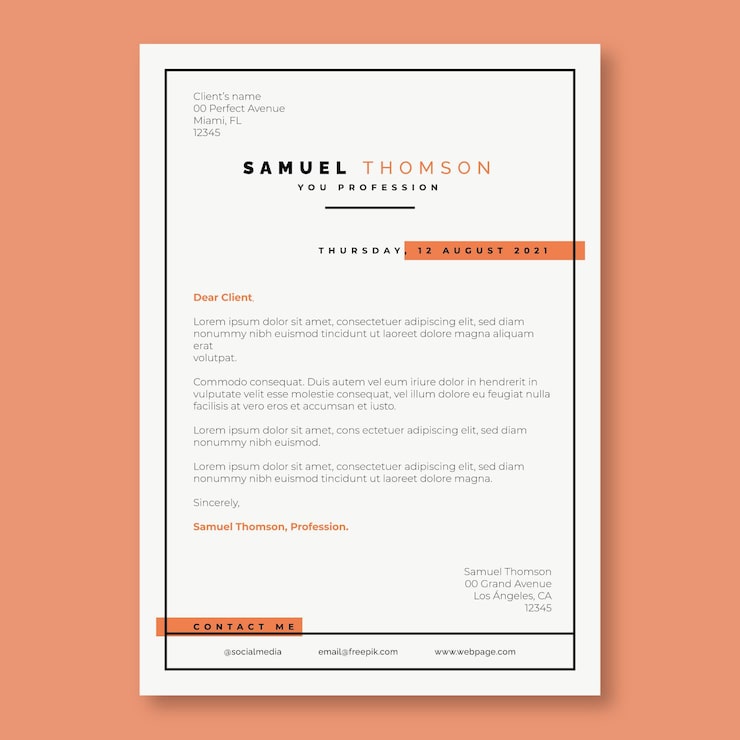 Free Vector duotone simple orange cover letter template