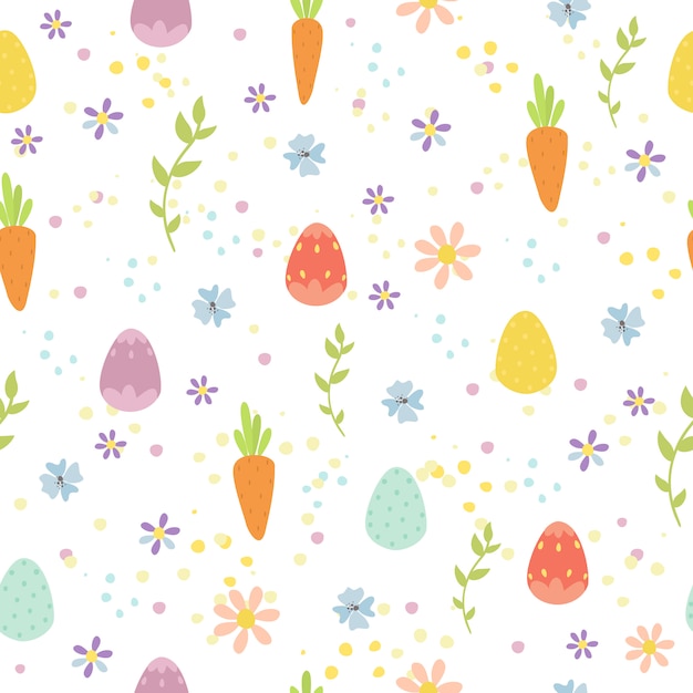 Free Vector easter seamless pattern with eggs and carrots