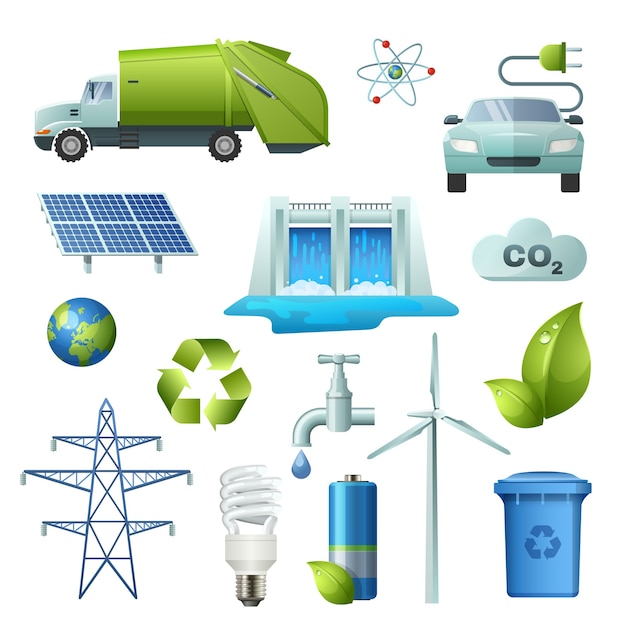 Free Vector ecology symbols icon set