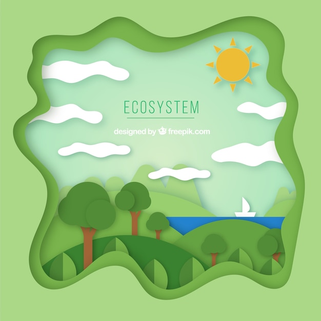 Free Vector ecosystem conservation composition with origami style