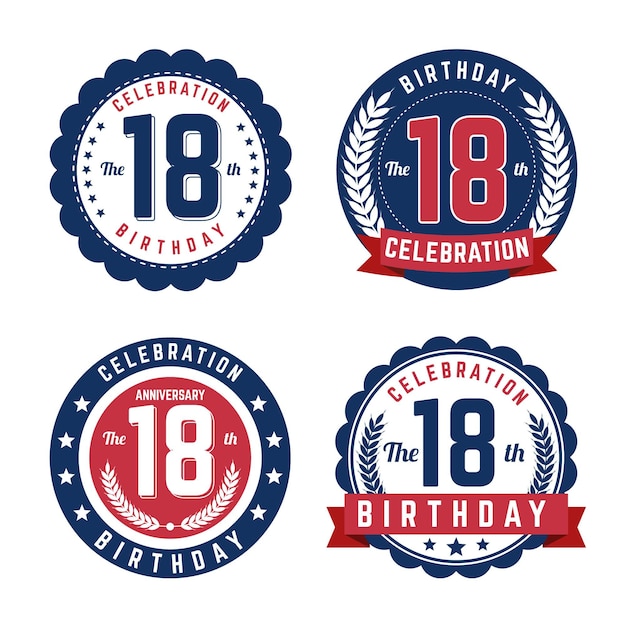 Free Vector eighteenth birthday badges set