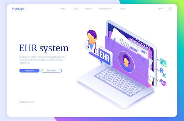 Free Vector electronic health record, ehr system