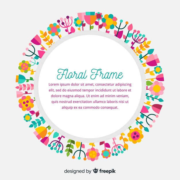 Free Vector elegant floral frame with flat design