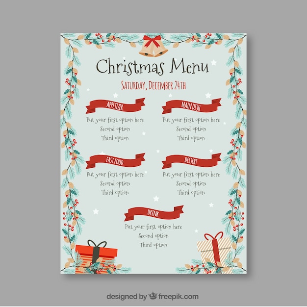 Free Vector elegant retro christmas menu