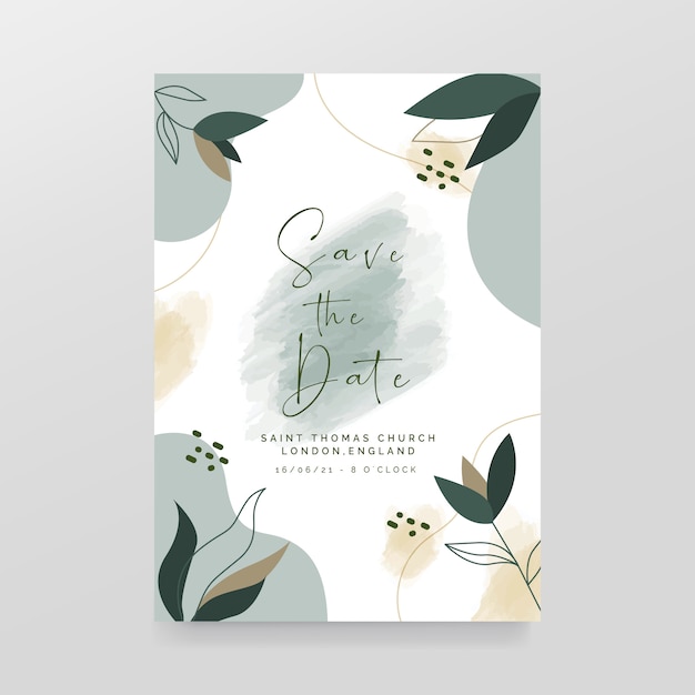 Free Vector elegant save the date  template with flowers