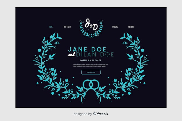 Free Vector elegant wedding landing page