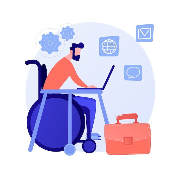 Free Vector employment of people with disabilities. job interview with disabled person on wheelchair. human resources, vacancy, career. equal opportunities. vector isolated concept metaphor illustration