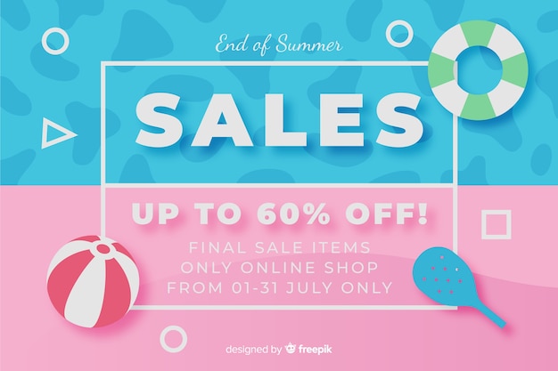 Free Vector end of summer sales background
