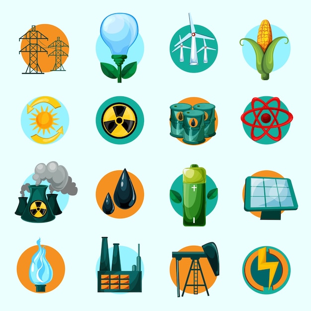 Free Vector energy icons set
