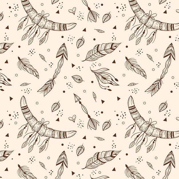 Free Vector engraving hand drawn boho pattern design