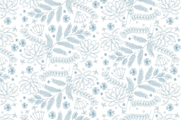 Free Vector engraving hand drawn botanical pattern design