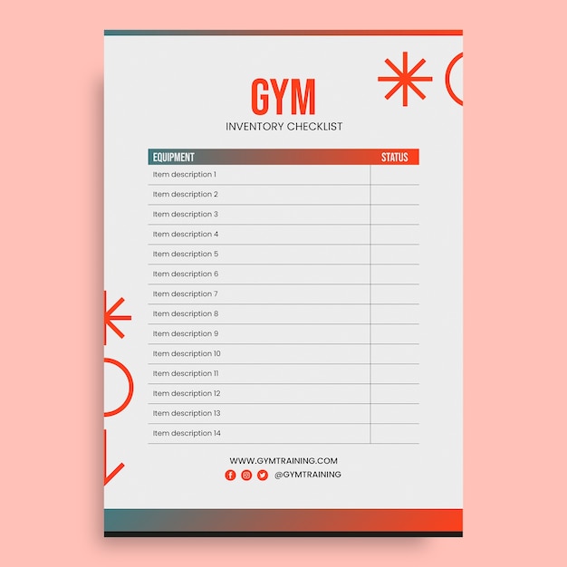 Free Vector equipment inventory checklist template