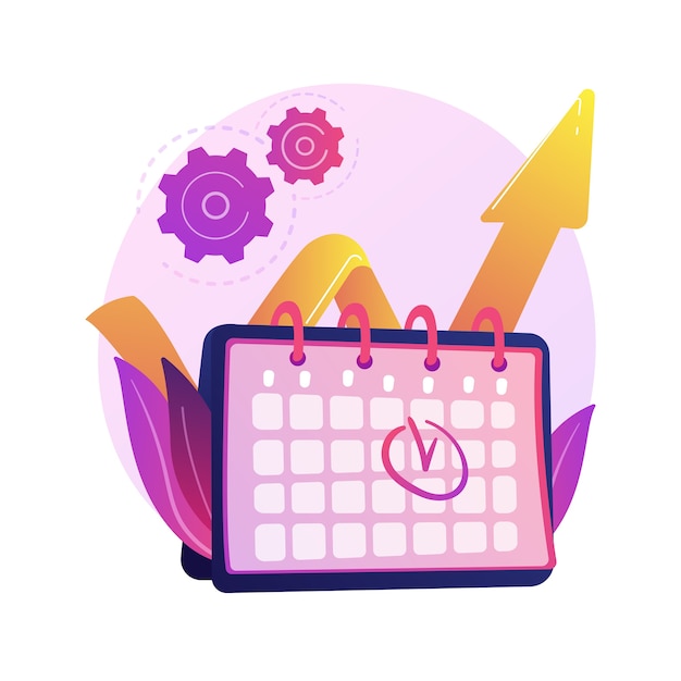 Free Vector event management. performance efficiency, time optimization, reminder. task and project deadline flat design element. appointment date reminding.  