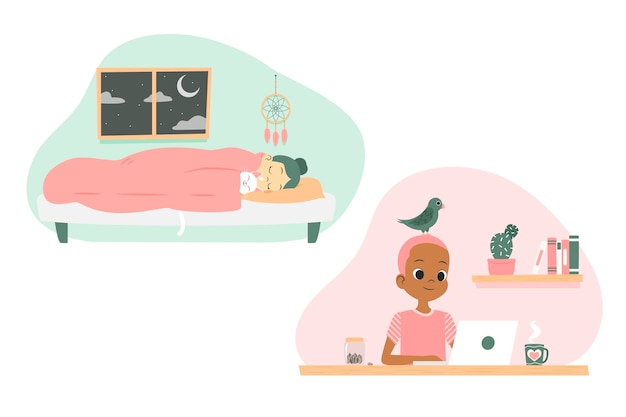 Free Vector everyday scenes with pets