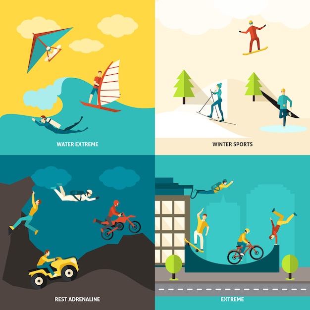 Free Vector extreme sports set