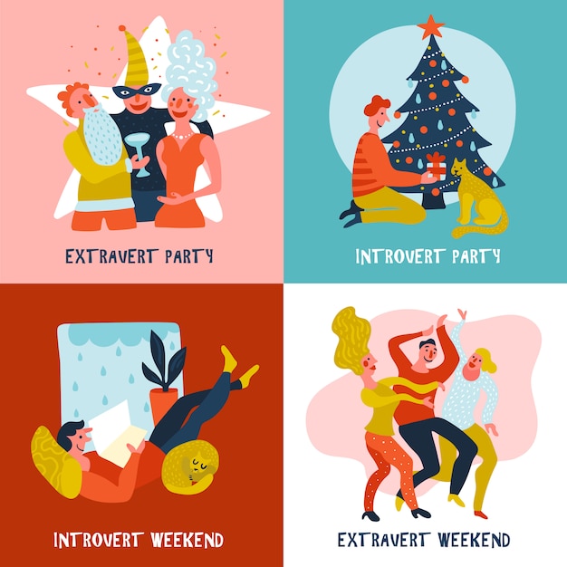 Free Vector extrovert introvert design concept