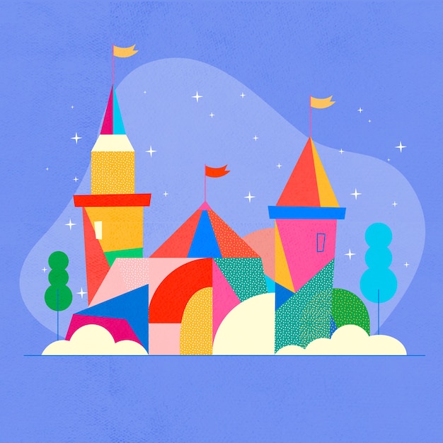 Free Vector fairytale magic castle