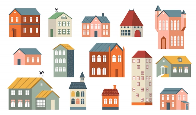 Free Vector family houses set