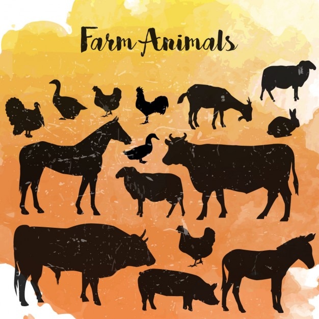 Free Vector farm animals silhouettes