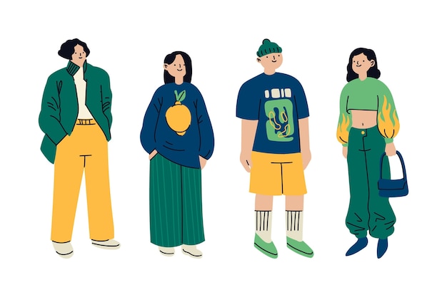 Free Vector fashion young koreans