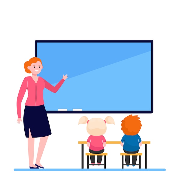 Free Vector female teacher explaining lesson for kids
